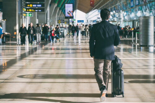 man walking airport